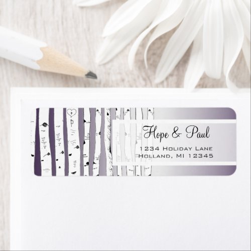 Lavender Birch Tree Return Address Label