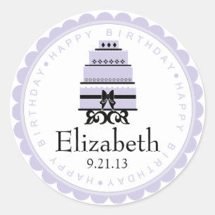 Lavender Birthday Cake Classic Round Sticker