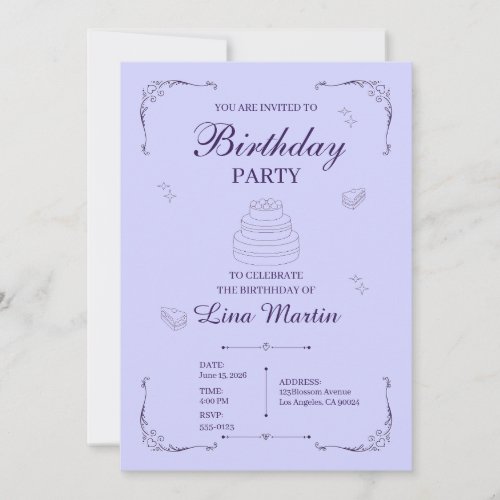 Lavender Birthday Invitation