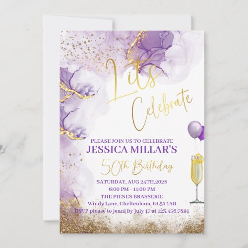 lavender birthday ladies teen purple invite