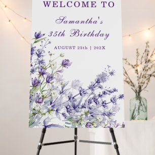 lavender Birthday Party Welcome sign