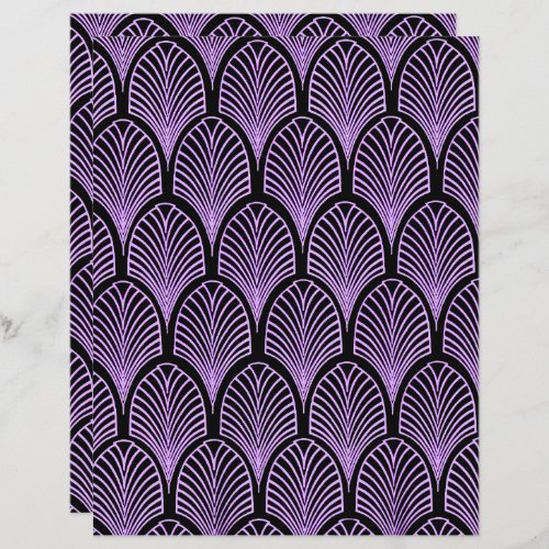 Lavender black art deco pattern scrapbook paper