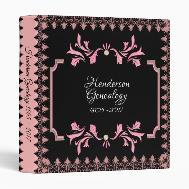 Lavender Black Family Tree Genealogy Binder Album (Front/Spine)