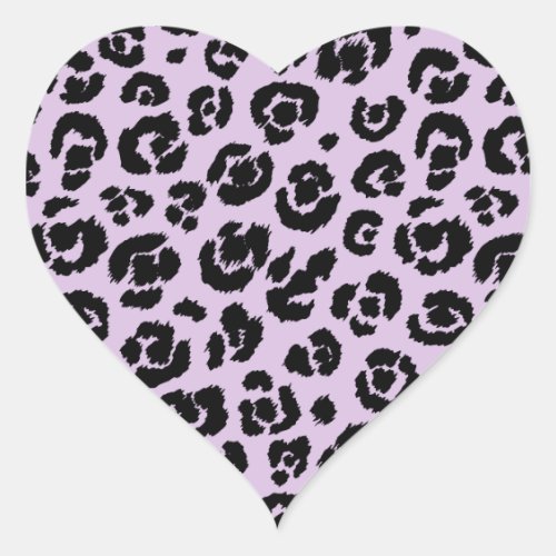 Lavender Black Leopard Print Heart Sticker