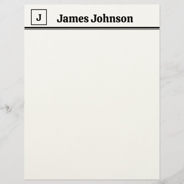 Lavender Black Retro Bold Serif Desk Name Plate Letterhead (Front)