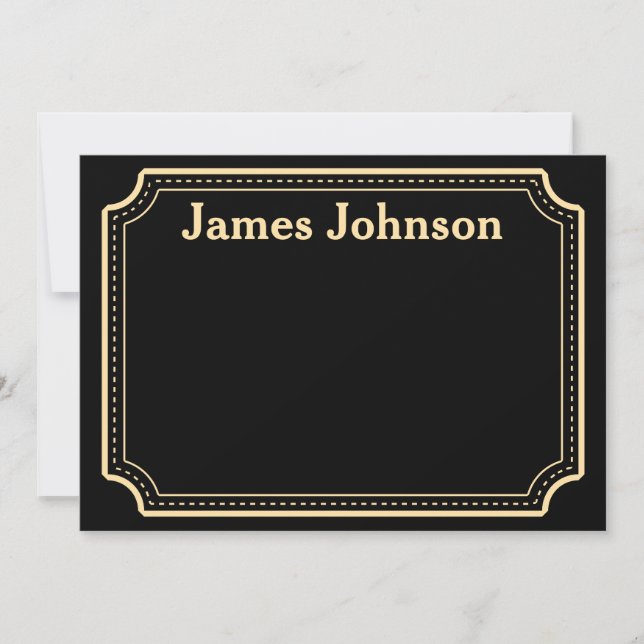 Lavender Black Retro Bold Serif Desk Name Plate Note Card (Front)