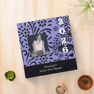 Lavender & Black Senior Year Planner Senior Photo 3 Ring Binder