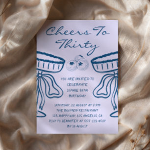 Lavender & Bleu Cheers to Thirty Vintage Birthday Invitation