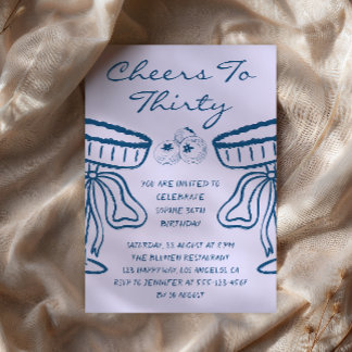 Lavender & Bleu Cheers to Thirty Vintage Birthday Invitation