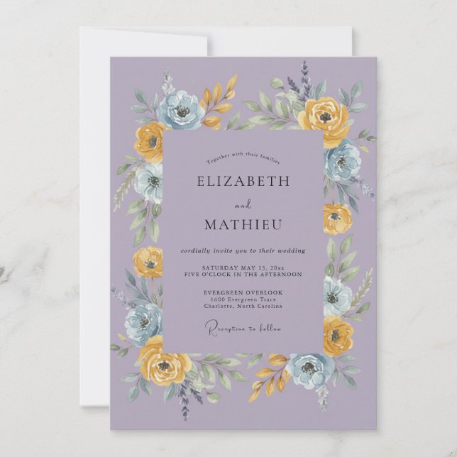 Lavender Blissful Botanical Wedding Invitation (Front)