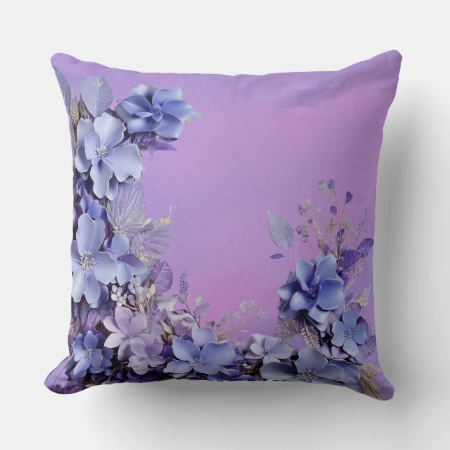 Lavender Bloom: 3D Flower Throw Pillow" Pillow (Front)