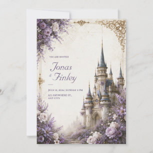 Lavender Bloom Castle Wedding Invitation