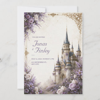 Lavender Bloom Castle Wedding Invitation