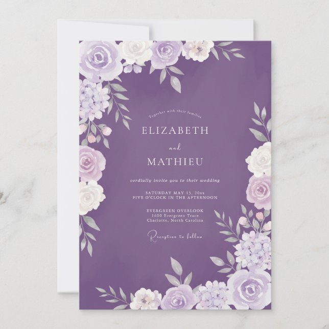 Lavender Bloom Flourish Wedding Invitation (Front)