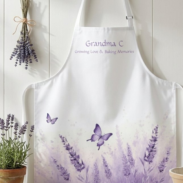 Lavender Bloom Grandma  Apron (Lavender floral grandma apron)