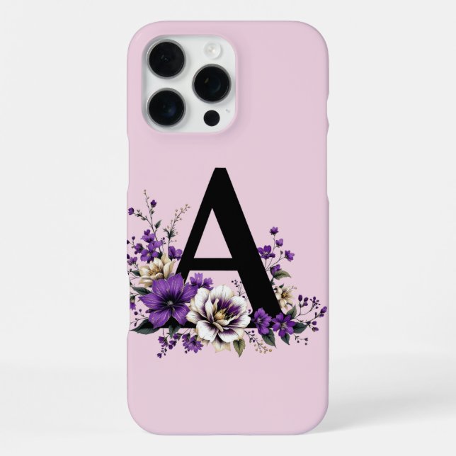 Lavender Bloom : Monogrammed Initial 'A'  Iphone Case (Back)