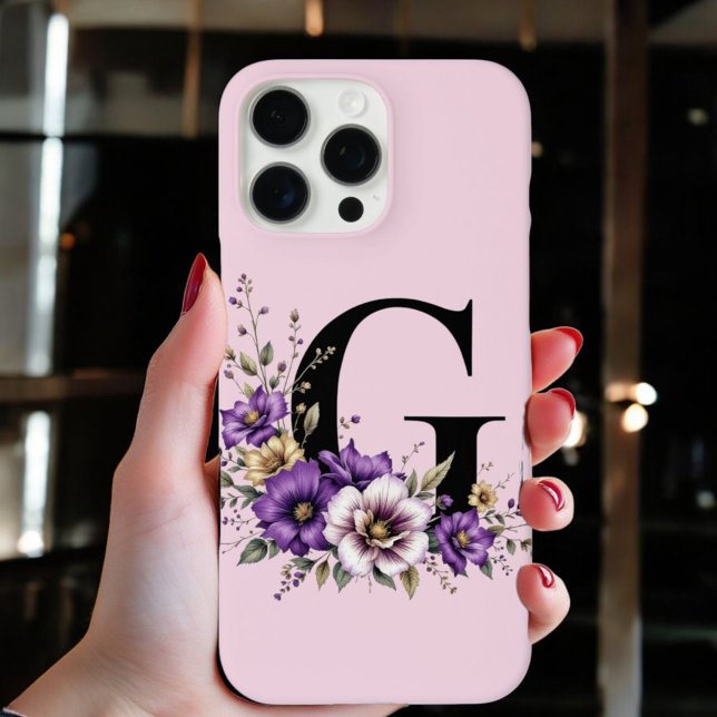 Lavender Bloom : Monogrammed Initial 'G'  Case-Mate iPhone Case (Creator Uploaded)