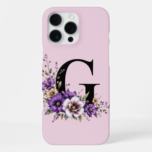 Lavender Bloom : Monogrammed Initial 'G'  Iphone Case (Back)