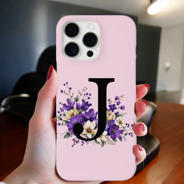 Lavender Bloom : Monogrammed Initial 'J'  Case-Mate iPhone Case (Creator Uploaded)