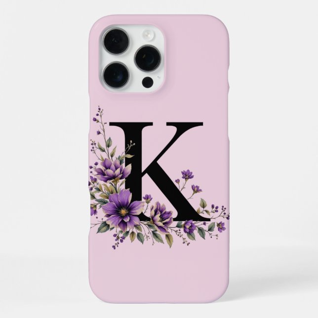 Lavender Bloom : Monogrammed Initial 'K'  Iphone Case (Back)