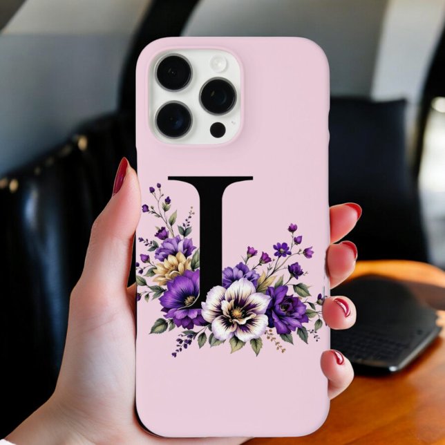 Lavender Bloom : Monogrammed Initial 'L'  Case-Mate iPhone Case (Creator Uploaded)