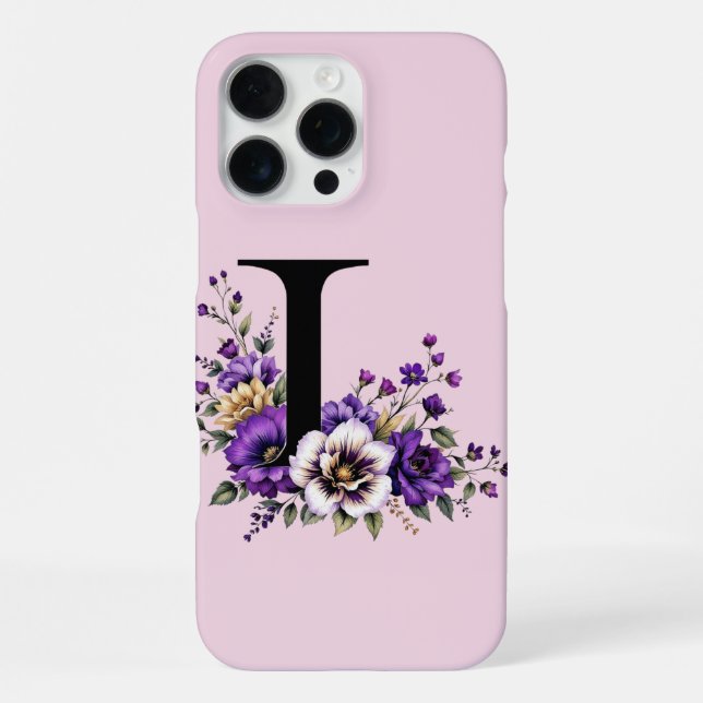 Lavender Bloom : Monogrammed Initial 'L'  Iphone Case (Back)