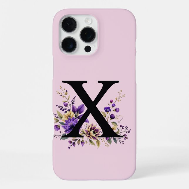 Lavender Bloom : Monogrammed Initial 'X'  Iphone Case (Back)