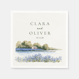 Lavender Bloom Provence Names Date Wedding Napkins
