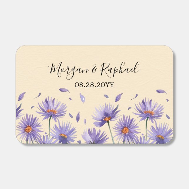 Lavender Bloom Watercolor Wildflower Wedding Matchboxes (Front)