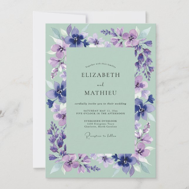 Lavender Bloom Whimsy Wedding Invitation (Front)