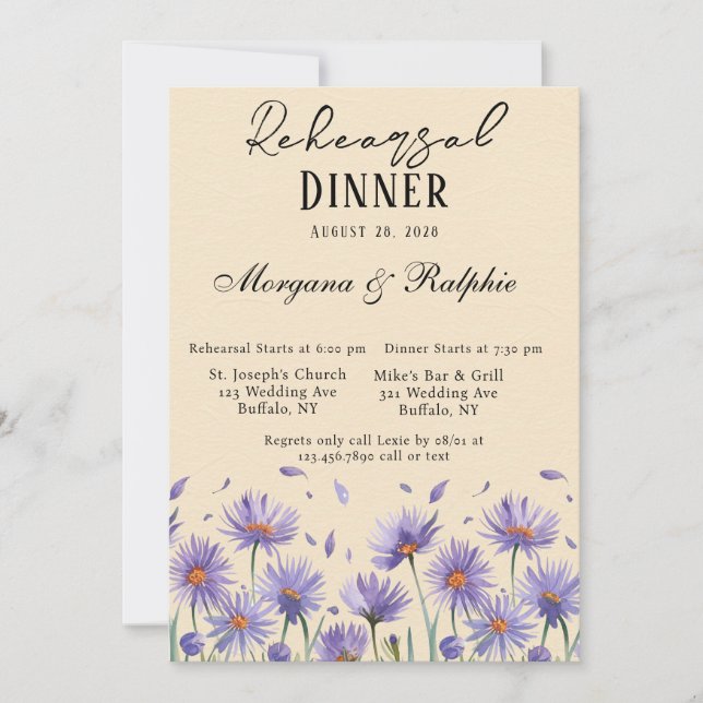 Lavender Bloom Wildflowers Rehearsal Dinner Invitation (Front)