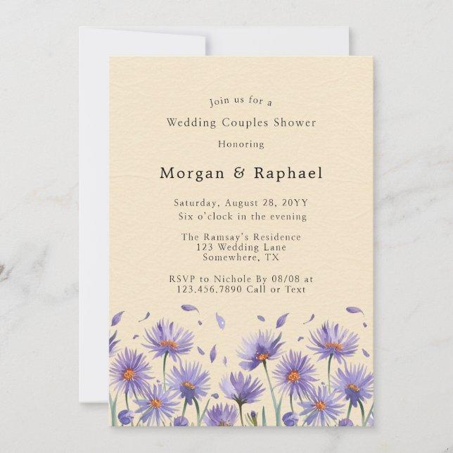 Lavender Bloom Wildflowers Wedding Couples Shower Invitation (Front)