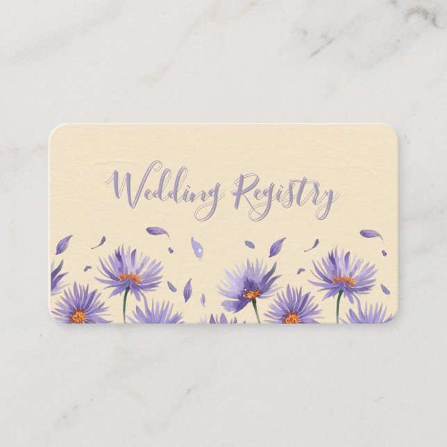 Lavender Bloom Wildflowers Wedding Registry Enclosure Card (Front)