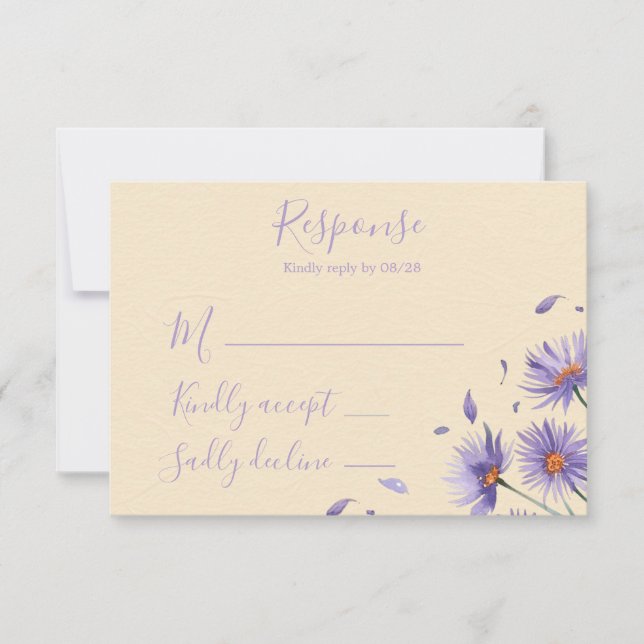 Lavender Bloom Wildflowers Wedding  RSVP Card (Front)