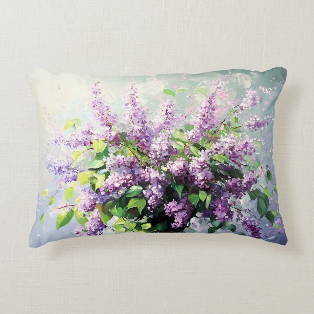 Lavender Blooming Lilac Bouquet Accent Pillow (Front)