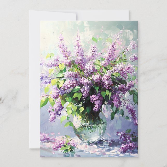 Lavender Blooming Lilac Bouquet Announcement (Front)