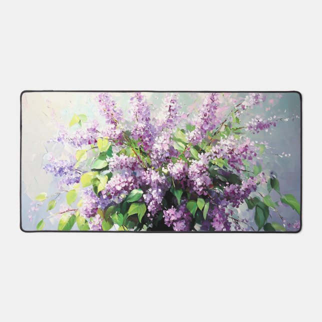 Lavender Blooming Lilac Bouquet Desk Mat (Front)