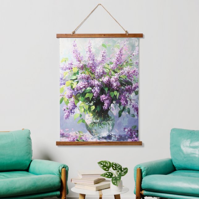Lavender Blooming Lilac Bouquet Hanging Tapestry (Living Room)