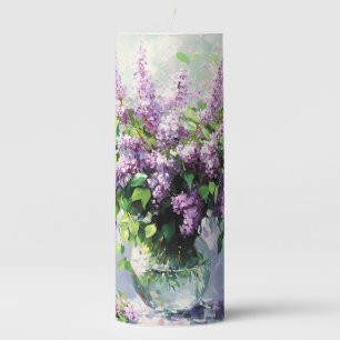 Lavender Blooming Lilac Bouquet Pillar Candle