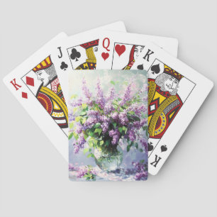 Lavender Blooming Lilac Bouquet Poker Cards