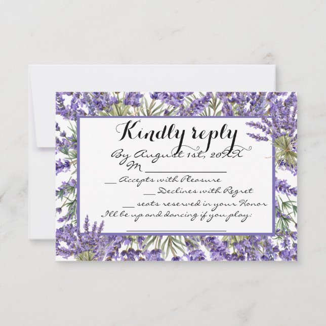 Lavender Blossom Garden Song Request RSVP Card (Back)
