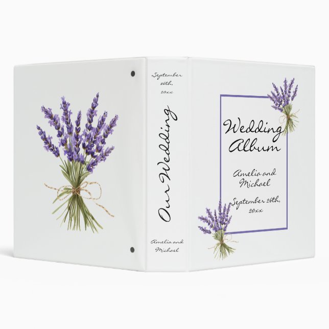 Lavender Blossom Garden Wedding Album 3 Ring Binder (Background)