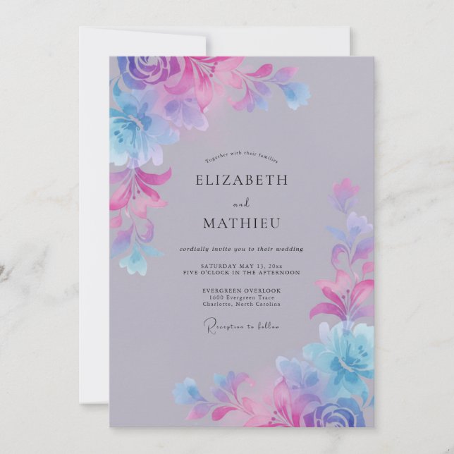 Lavender Blossoming Springtime Wedding Invitation (Front)