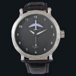 Lavender Blue Airplane Watch<br><div class="desc">Cool, sleek, Lavender Blue large airplane, airliner on black and dark gray textured background. Great gift for commercial airline pilots or kids that love aircraft! Add your name or text to personalize it! Images used on this item are licensed and © Graphics Factory.com</div>