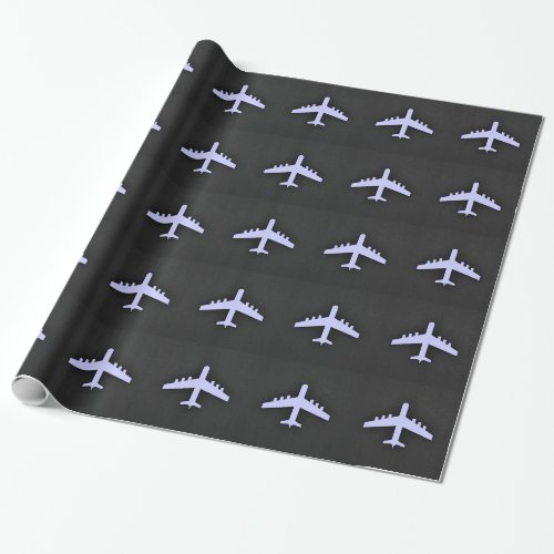 Lavender Blue Airplane Wrapping Paper