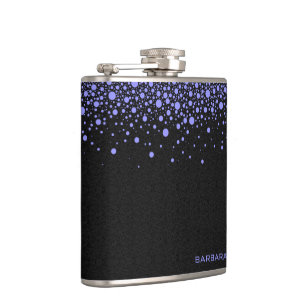 Lavender Blue And Black Random Circles Design Flask