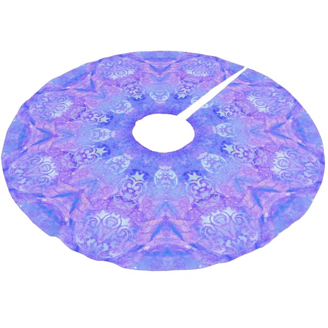 Lavender Blue and Snow Pattern  Brushed Polyester Tree Skirt (Angled)