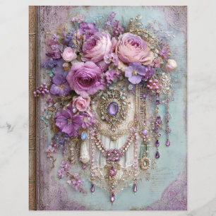 Lavender Blue Book Cover Scrapbook Paper
