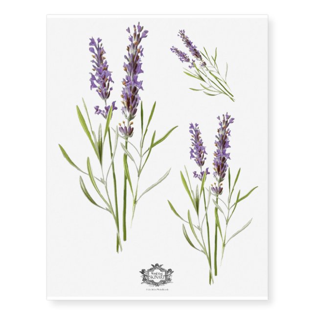 Lavender blue dilly dilly, floral temporary tattoos (Front)