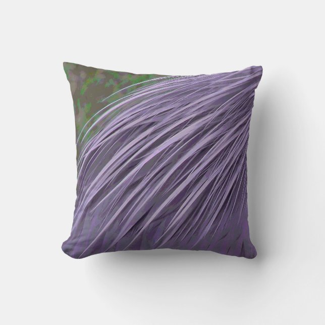 Lavender Blue Feathers Throw Pillow (Front)